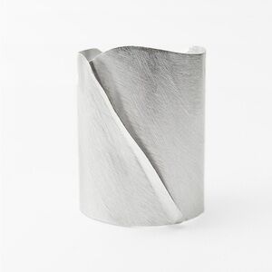 Zara‎ Silver Metallic Metal Wide Rigid Cuff Bracelet NEW